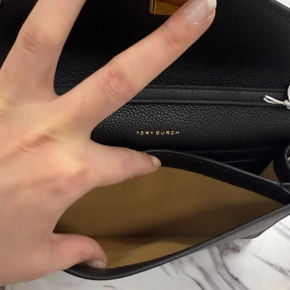 Tory Burch Black Crossbody Bag with Gold Chain